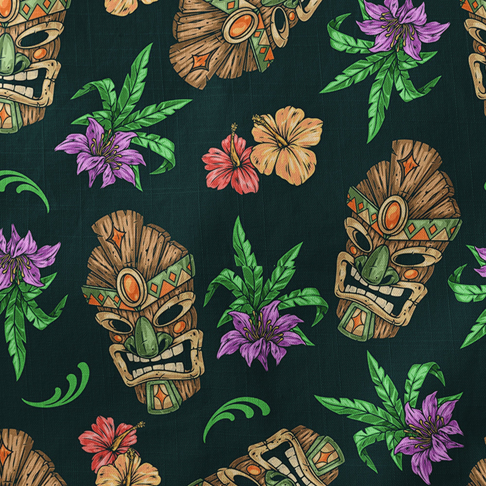 Tiki Mask Pattern Hawaiian Shirt, Aloha Floral Pattern Shirt for Summer - The Palmix