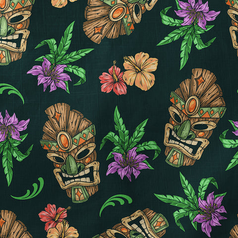 Tiki Mask Pattern Hawaiian Shirt, Aloha Floral Pattern Shirt for Summer - The Palmix