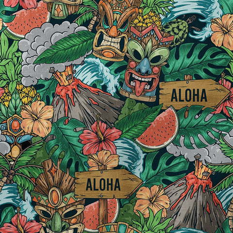 Tiki Mask Pattern Hawaiian Shirt, Aloha Floral Pattern Shirt for Summer - The Palmix