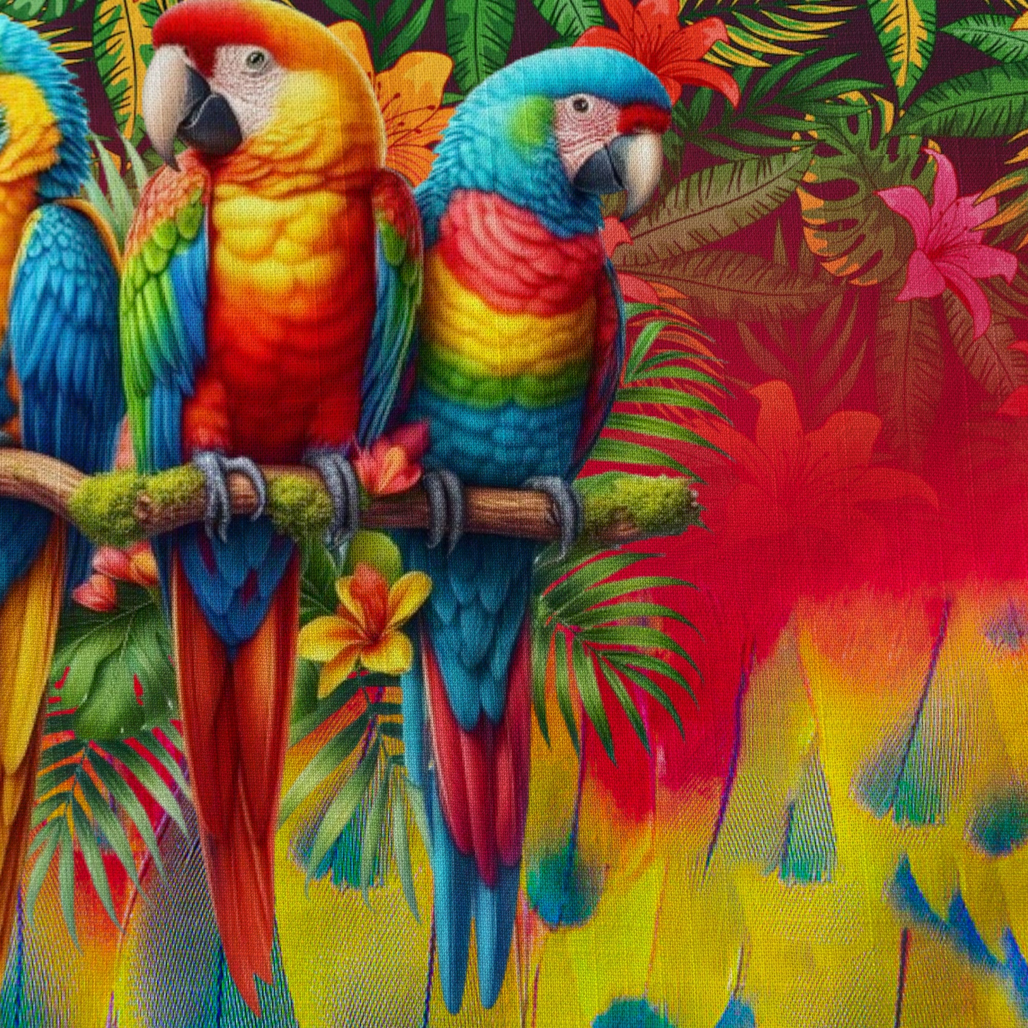 Tropical Parrot Summer Hawaiian Button Down Shirt, Parrot Flowers Pattern Hawaii Shirt - The Palmix