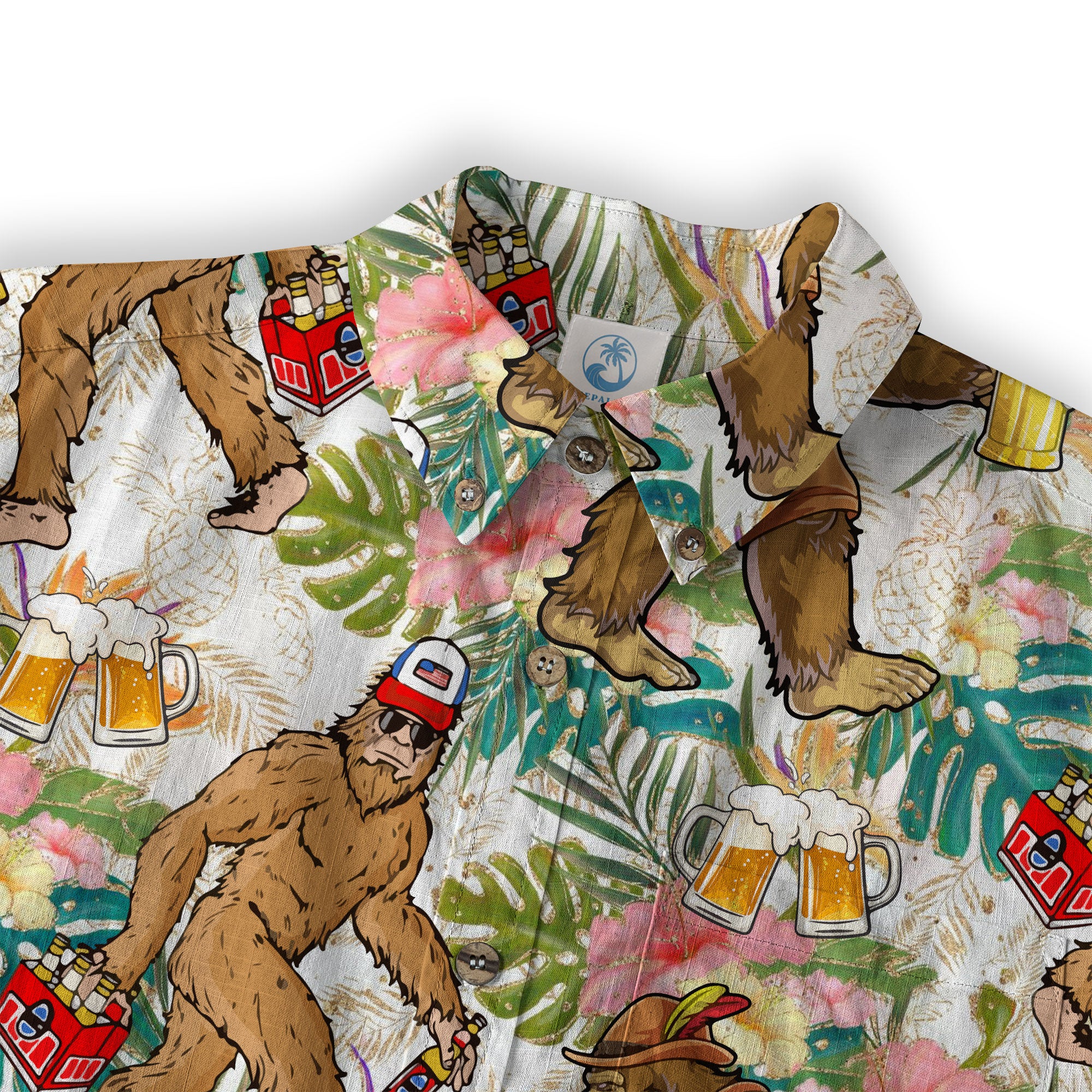 Bigfoot Beer Hawaiian Shirt, Tropical Beer Hawaiian Shirt Casual Button Down Short Sleeve Shirt - The Palmix