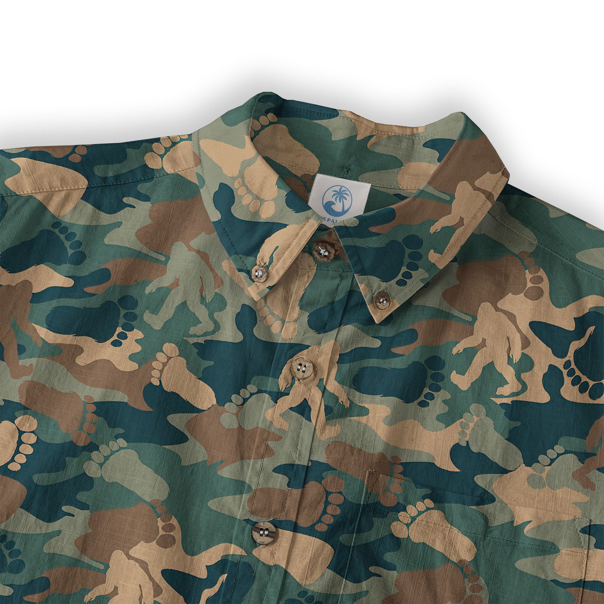 Camo Bigfoot Hawaiian Shirt Men Women, Hibiscus Bigfoot Sasquatch Hawaiian Shirt, Bigfoot Summer Beach Aloha Short Sleeve Button Down - The Palmix