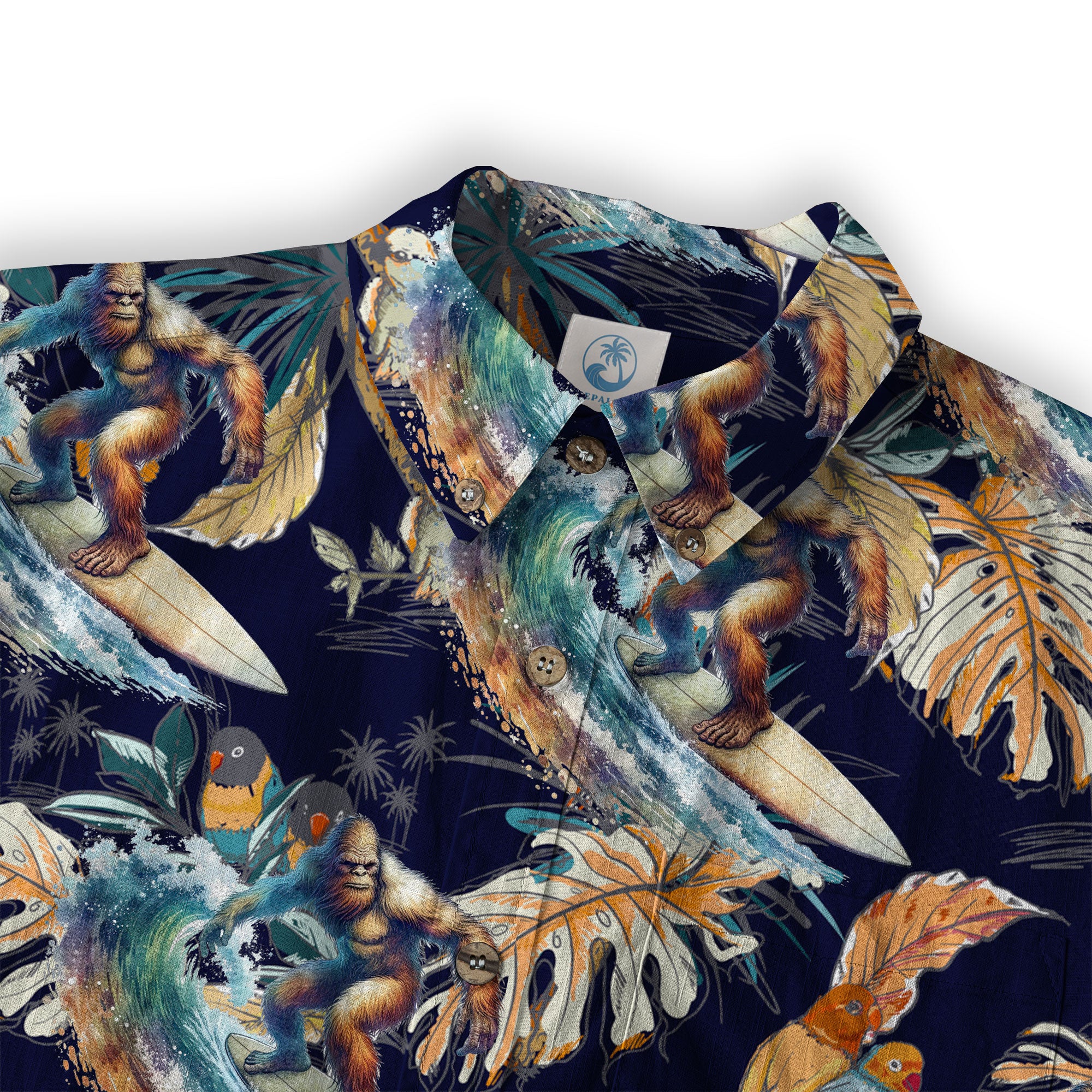 Camo Bigfoot Hawaiian Shirt Men Women, Hibiscus Bigfoot Sasquatch Hawaiian Shirt, Bigfoot Summer Beach Aloha Short Sleeve Button Down - The Palmix