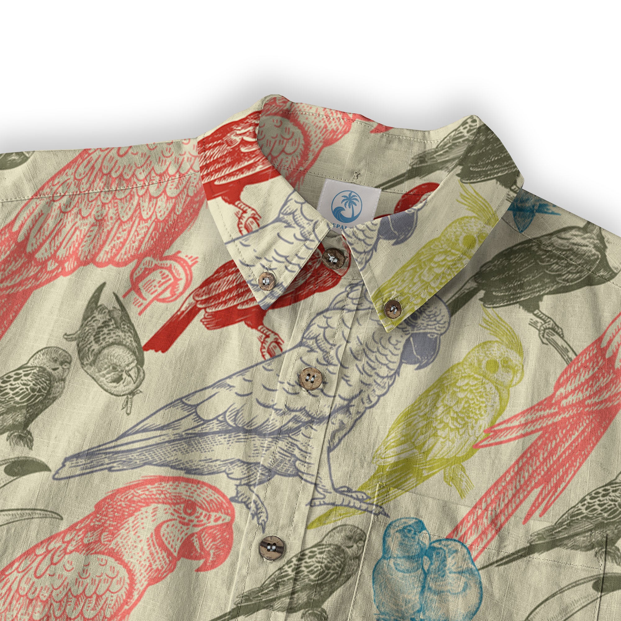 Parrot Hawaiian Long Sleeve Shirt, Tropical Hawaiian Long Shirt, Summer Hawaiian Beach Shirt - The Palmix