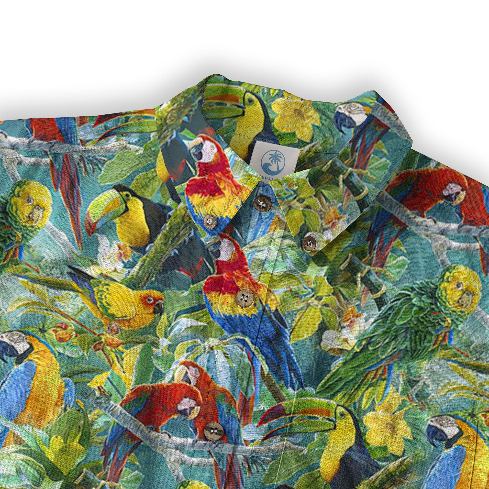 Parrot Hawaiian Long Sleeve Shirt, Tropical Hawaiian Long Shirt, Summer Hawaiian Beach Shirt - The Palmix