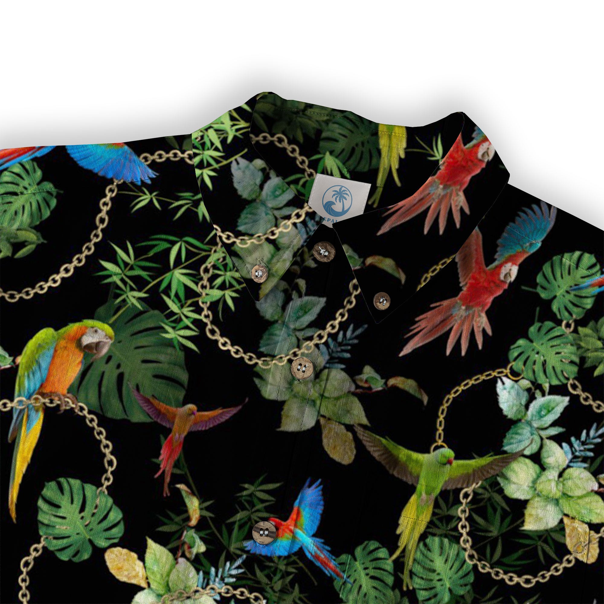 Parrot Hawaiian Long Sleeve Shirt, Tropical Hawaiian Long Shirt, Summer Hawaiian Beach Shirt - The Palmix
