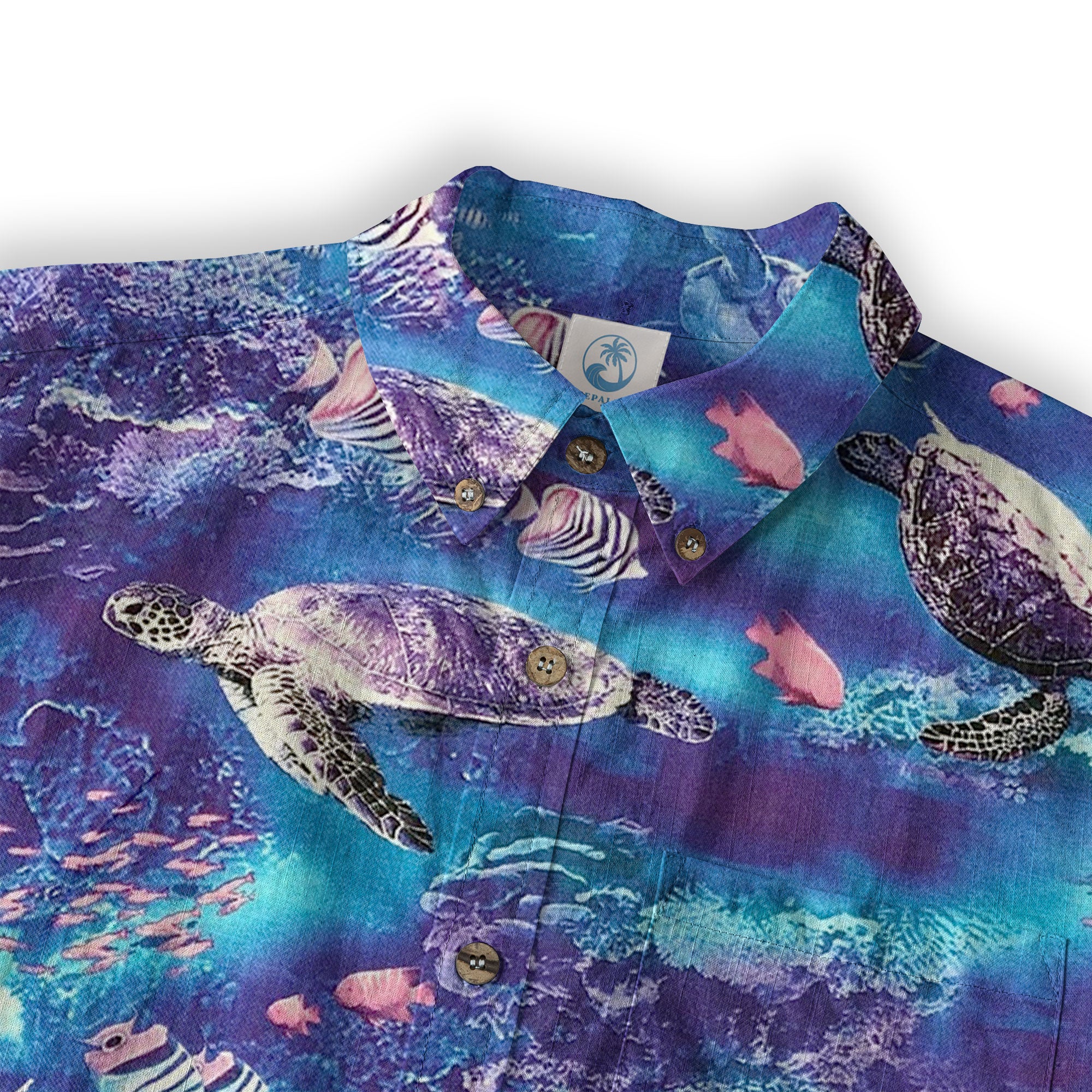 Turtle Mens Hawaiian Long Sleeve Shirt, Turtle Casual Button Down Long Sleeve - The Palmix