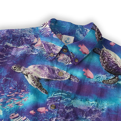 Turtle Mens Hawaiian Long Sleeve Shirt, Turtle Casual Button Down Long Sleeve - The Palmix