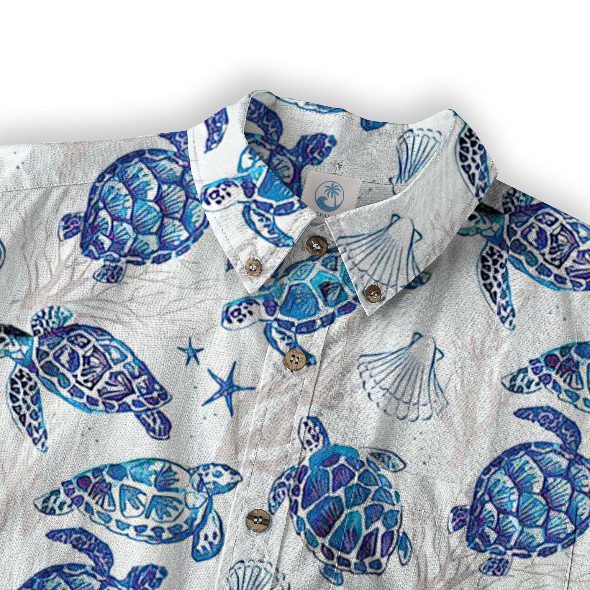 Turtle Mens Hawaiian Long Sleeve Shirt, Turtle Casual Button Down Long Sleeve - The Palmix