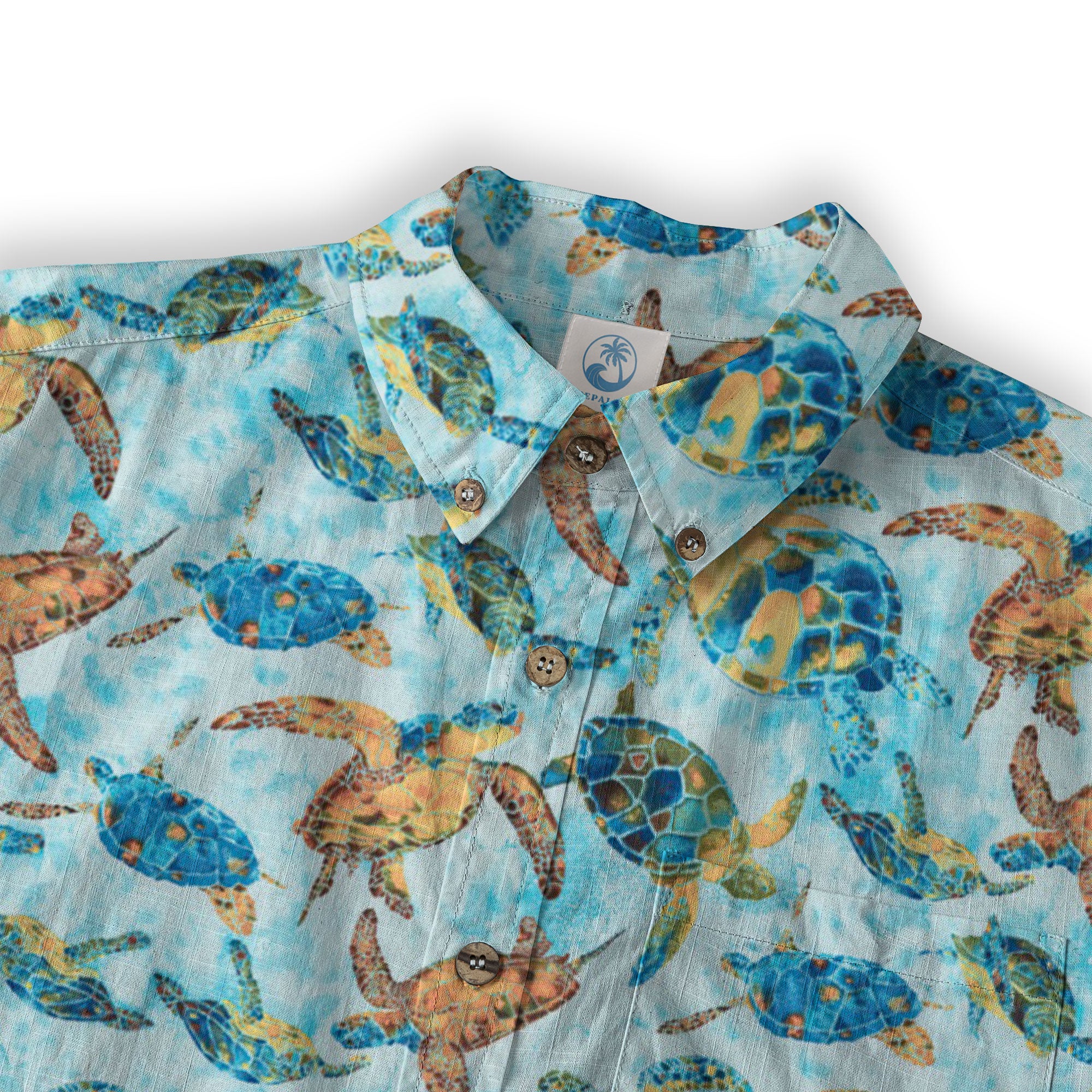 Turtle Hawaiian Long Sleeve Shirt for Men, Ocean Hawaiian Long Shirt - The Palmix