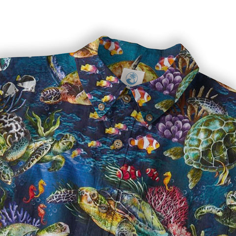 Tropical Turtle Hawaiian Shirts for Men Women, Sea Turtle Aloha Summer Beach Shirt - The Palmix
