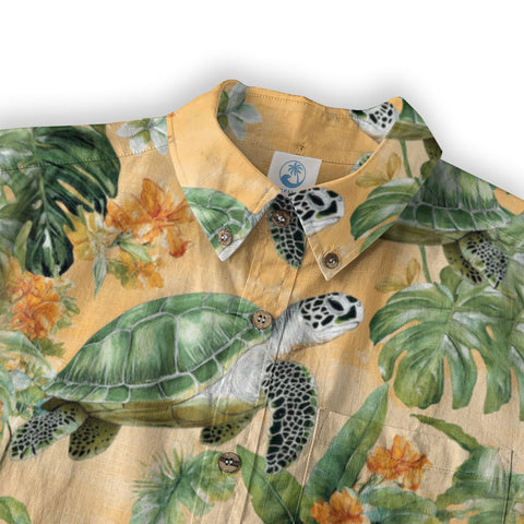 Tropical Turtle Hawaiian Shirts for Men Women, Sea Turtle Aloha Summer Beach Shirt - The Palmix