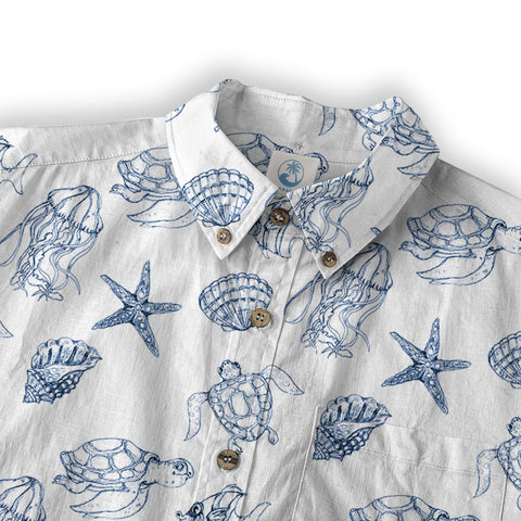 Sea Turtle Hawaiian Shirts for Men Women Youth, Vintage Sea Turtle Aloha Summer Beach Shirt - The Palmix