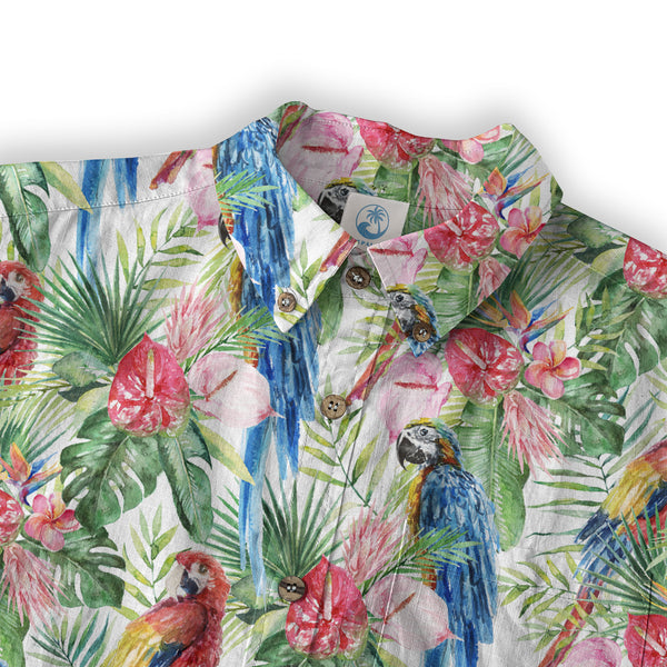 Tropical Parrot Summer Hawaiian Shirt, Colorful Parrot Flowers Pattern Hawaii Shirt - The Palmix