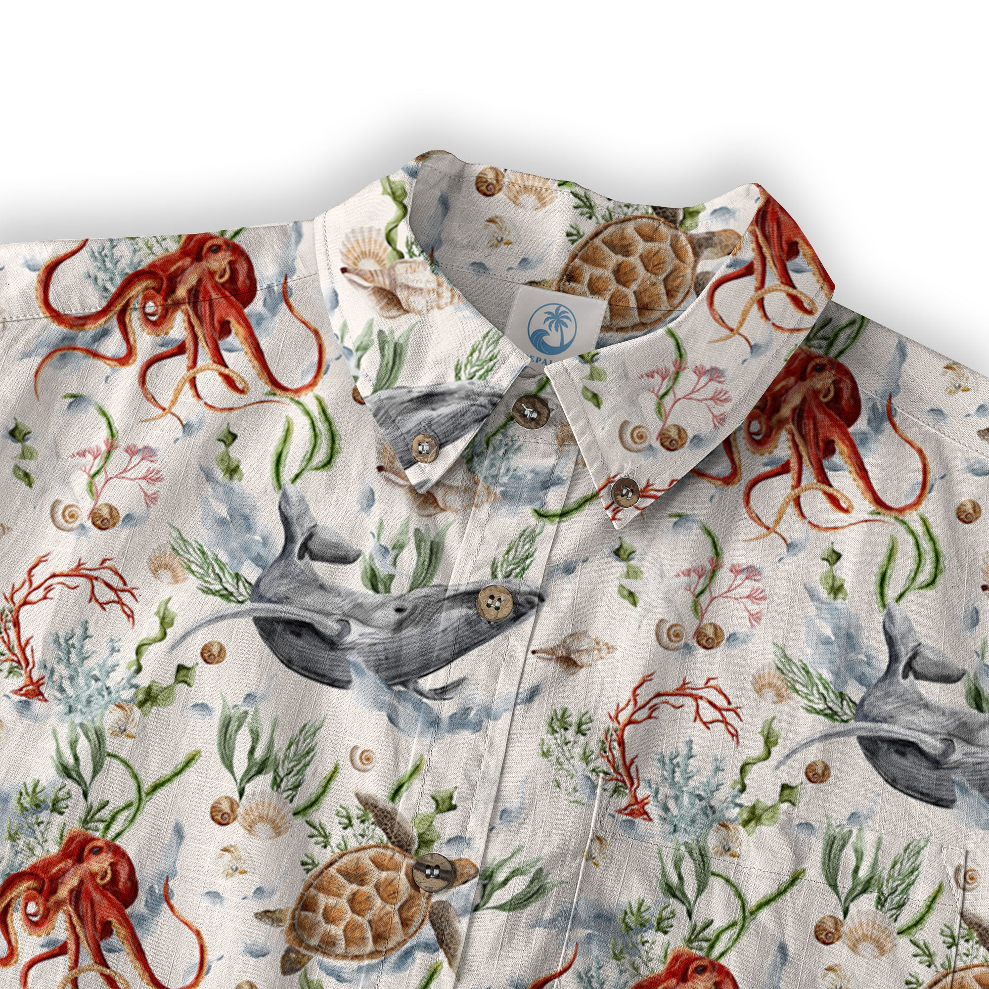 Sea Ocean Fish Women's Hawaiian Shirt, Sea Ocean Fish Print - The Palmix