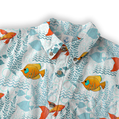 Sea Ocean Fish Women's Hawaiian Shirt, Sea Ocean Fish Print - The Palmix