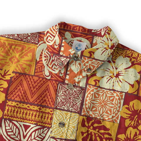 Maori Pattern Short Sleeve Luau Beach Aloha Hawaiian Shirt, Vintage Hawaiian Pattern Shirt - The Palmix