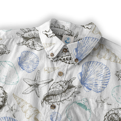 Sea Shells Animal Pattern Hawaii Shirt, Turtle Sea Shells Hawaiian Shirt for Men Women - The Palmix
