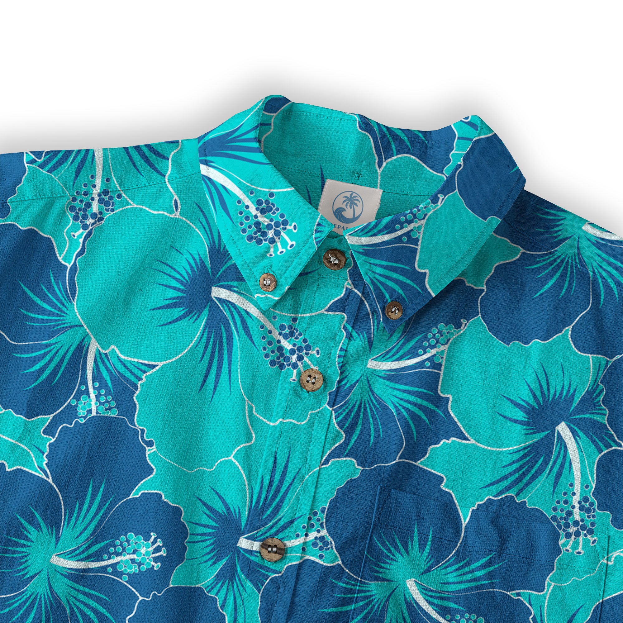 Hibiscus Floral Pattern Hawaii Shirt, Palm Leaves Summer Beach Shirt - The Palmix