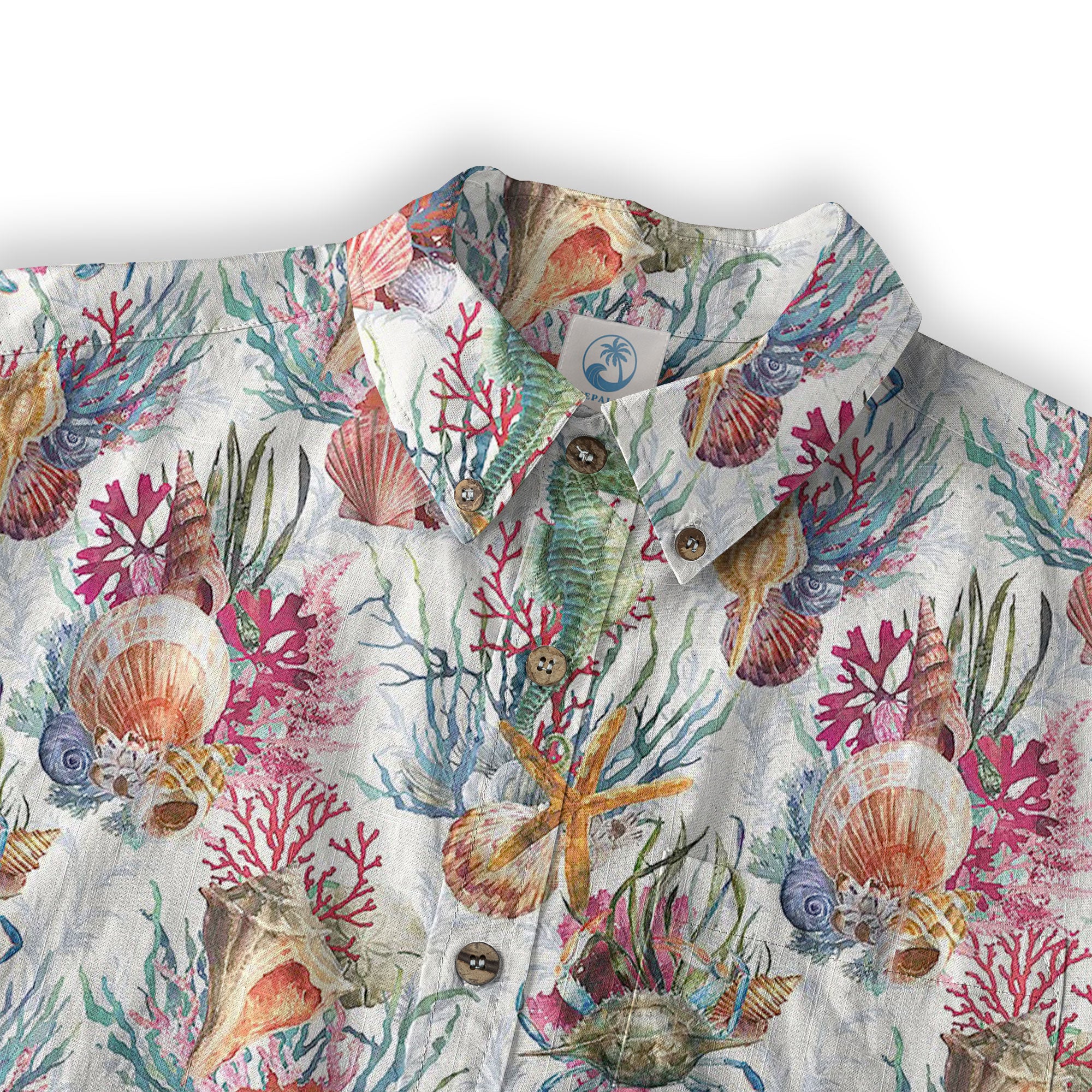 Ocean Animals Hawaiian Button Up Long Sleeve Shirt, Sea Hawaii Shirt - The Palmix