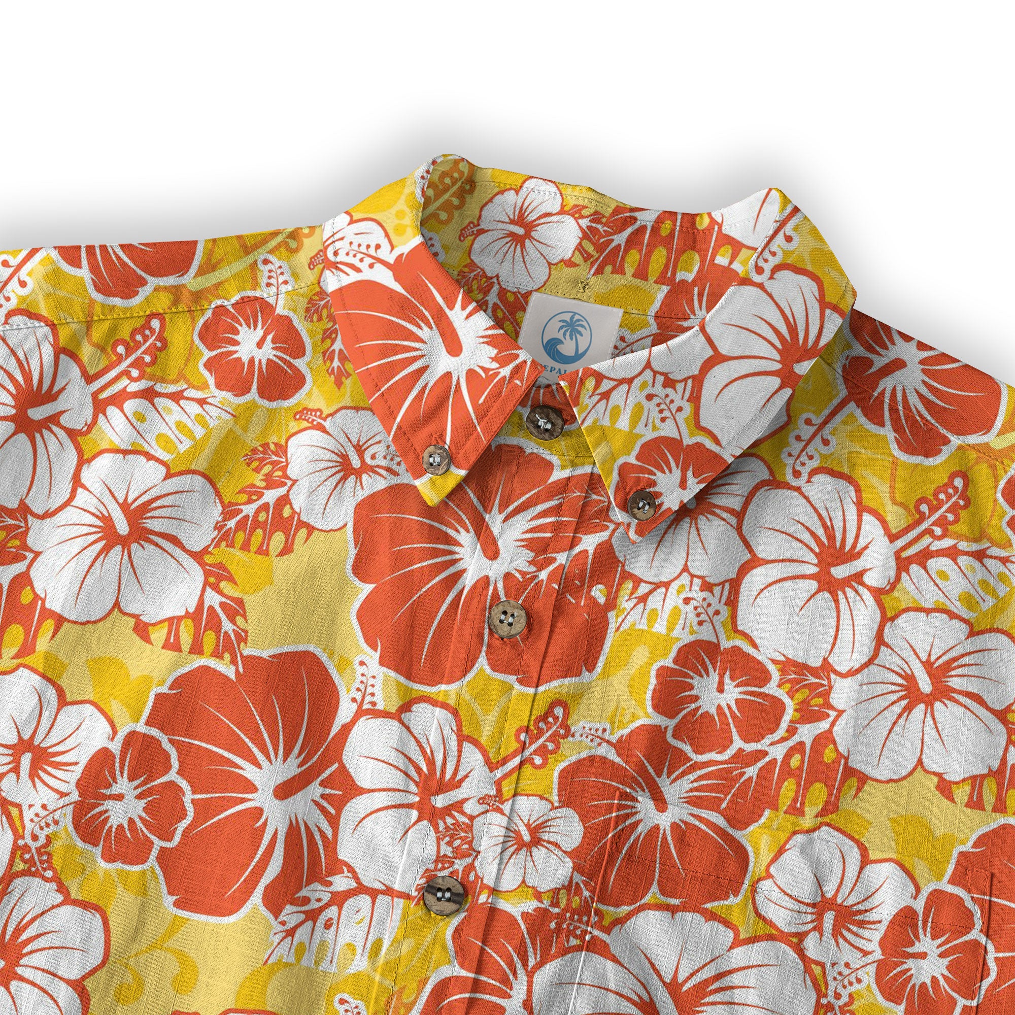 Hibiscus Floral Pattern Hawaiian Button Up Long Sleeve Shirt, Sea Hawaii Shirt - The Palmix