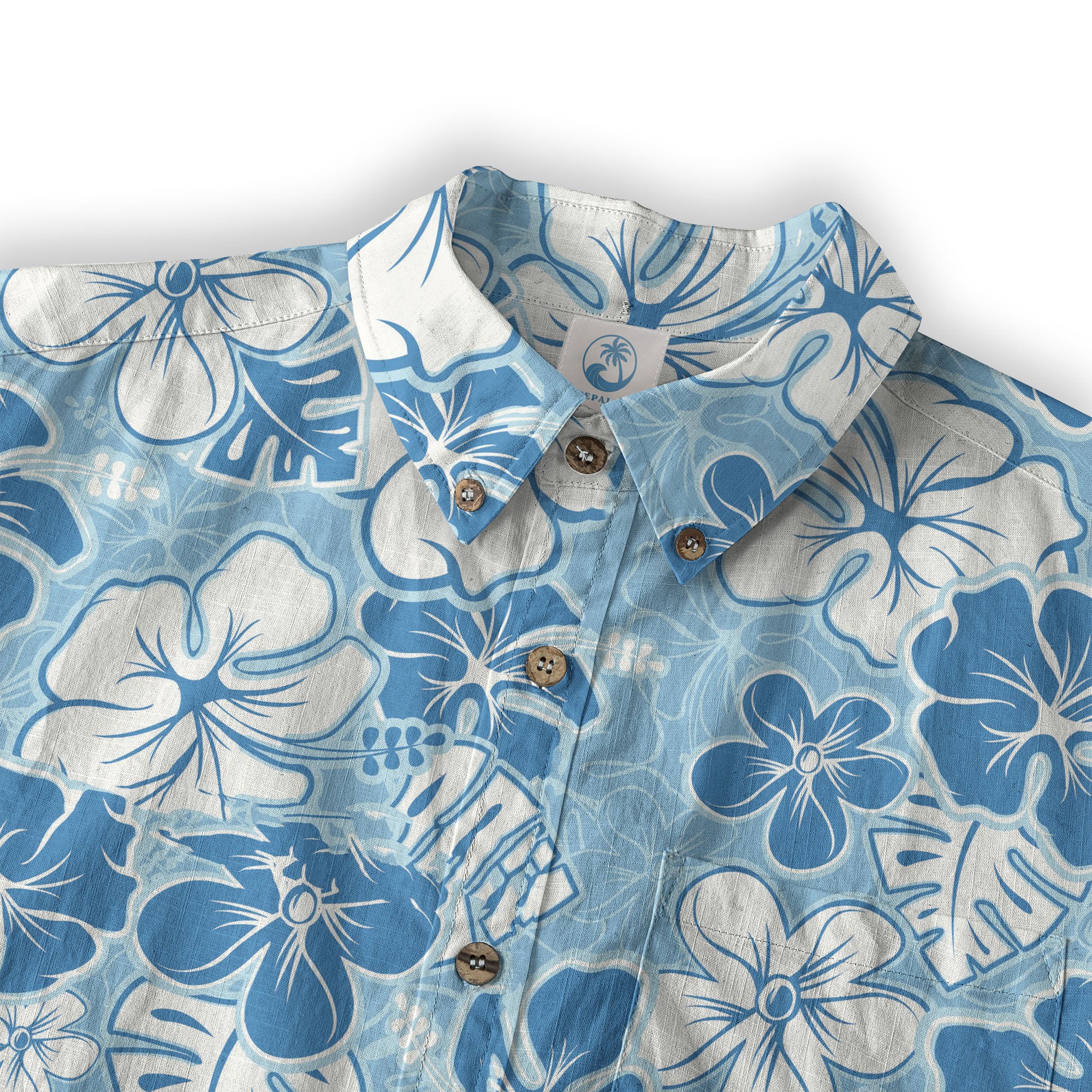 Hibiscus Floral Pattern Hawaiian Button Up Long Sleeve Shirt, Sea Hawaii Shirt - The Palmix