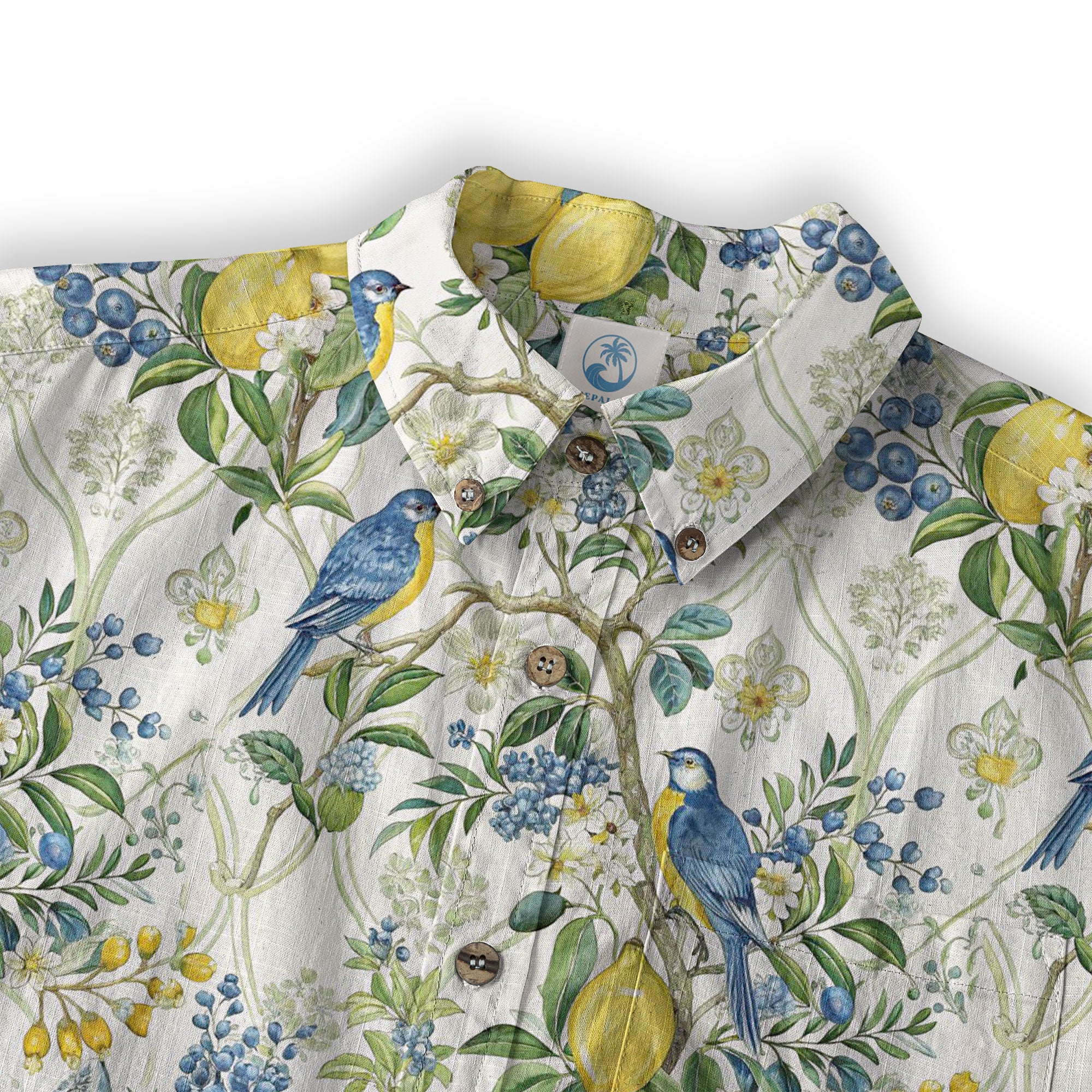 Tropical Fruits Aloha Hawaiian Button Up Long Sleeve Shirt, Summer Beach Aloha Hawaii Shirt - The Palmix