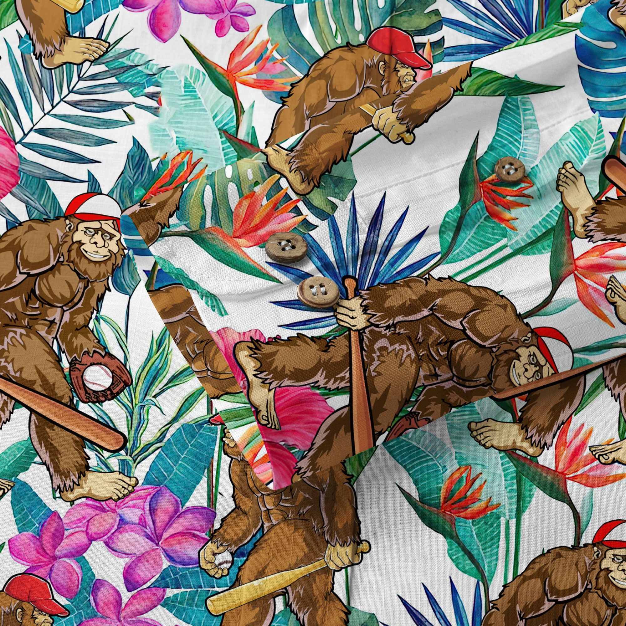 Bigfoot Baseball Hawaiian Shirt, Bigfoot Aloha Hawaii Shirt - The Palmix