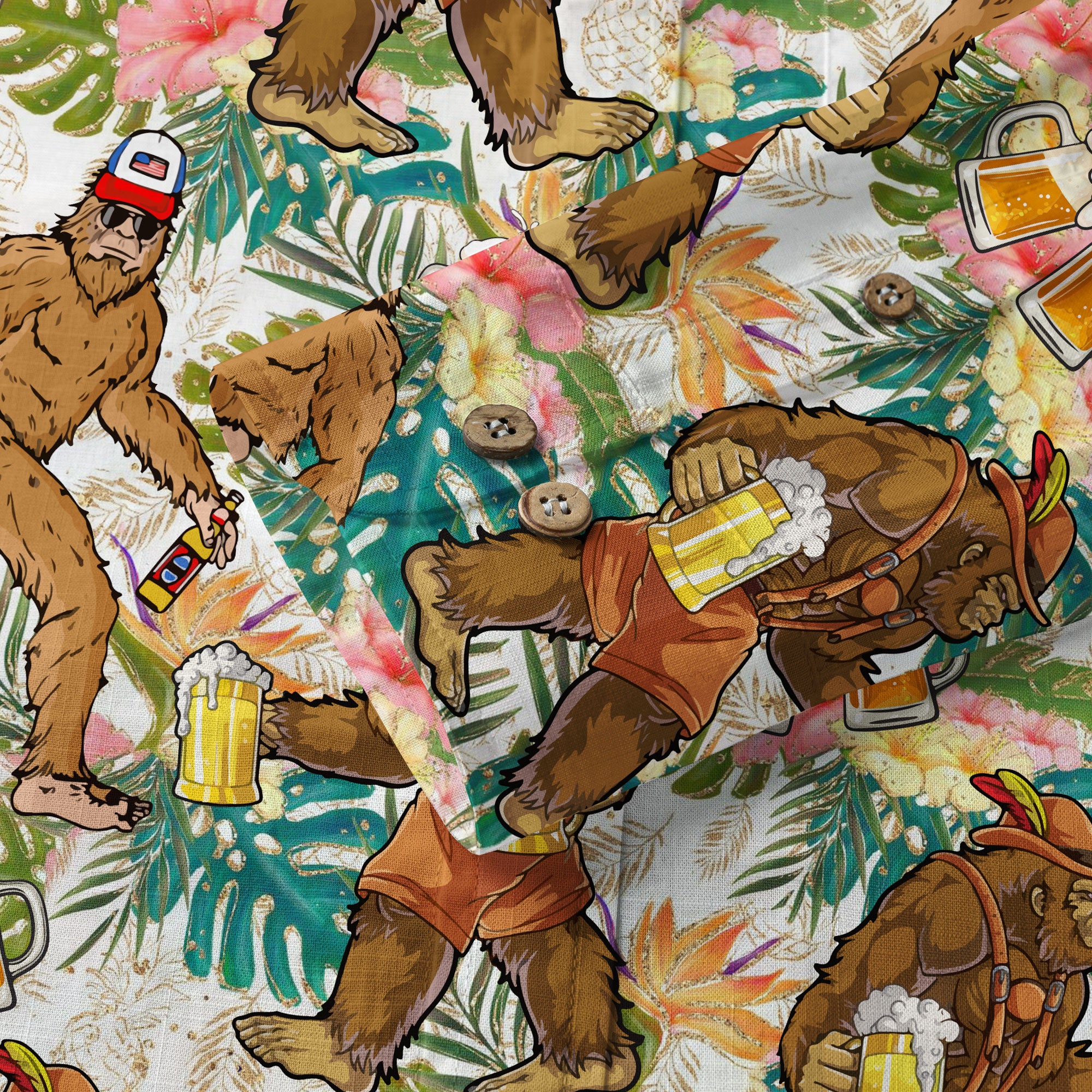 Bigfoot Beer Hawaiian Shirt, Tropical Beer Hawaiian Shirt Casual Button Down Short Sleeve Shirt - The Palmix
