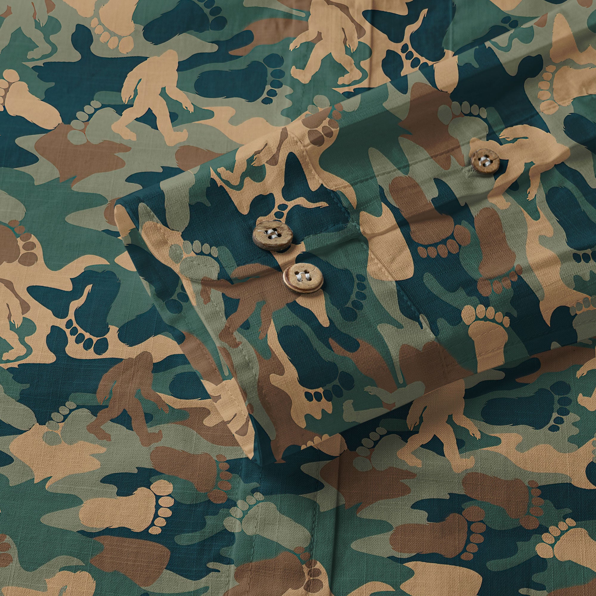 Camo Bigfoot Hawaiian Shirt Men Women, Hibiscus Bigfoot Sasquatch Hawaiian Shirt, Bigfoot Summer Beach Aloha Short Sleeve Button Down - The Palmix