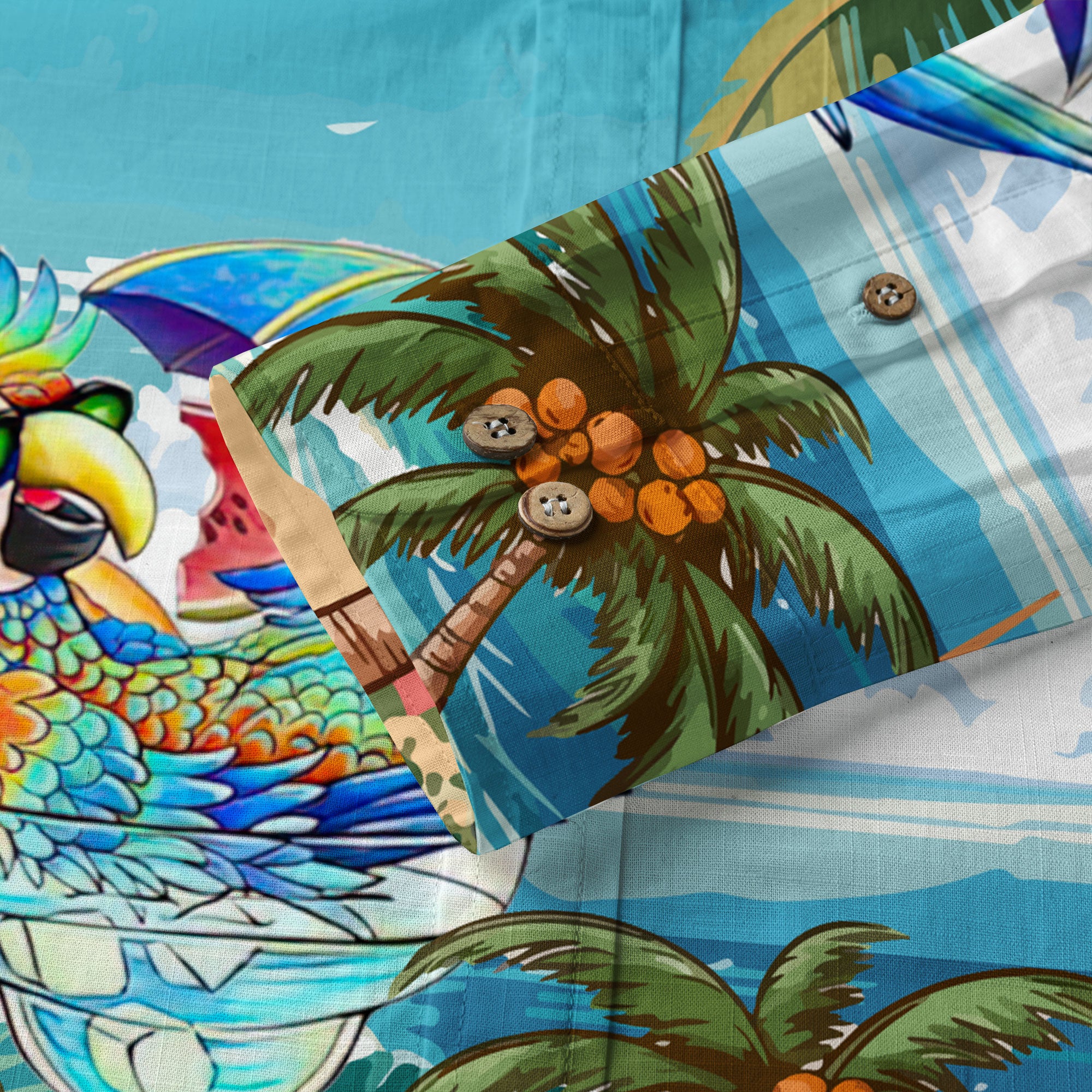 Parrot Hawaiian Long Sleeve Shirt for Men Women, Summer Hawaiian Beach Shirt - The Palmix
