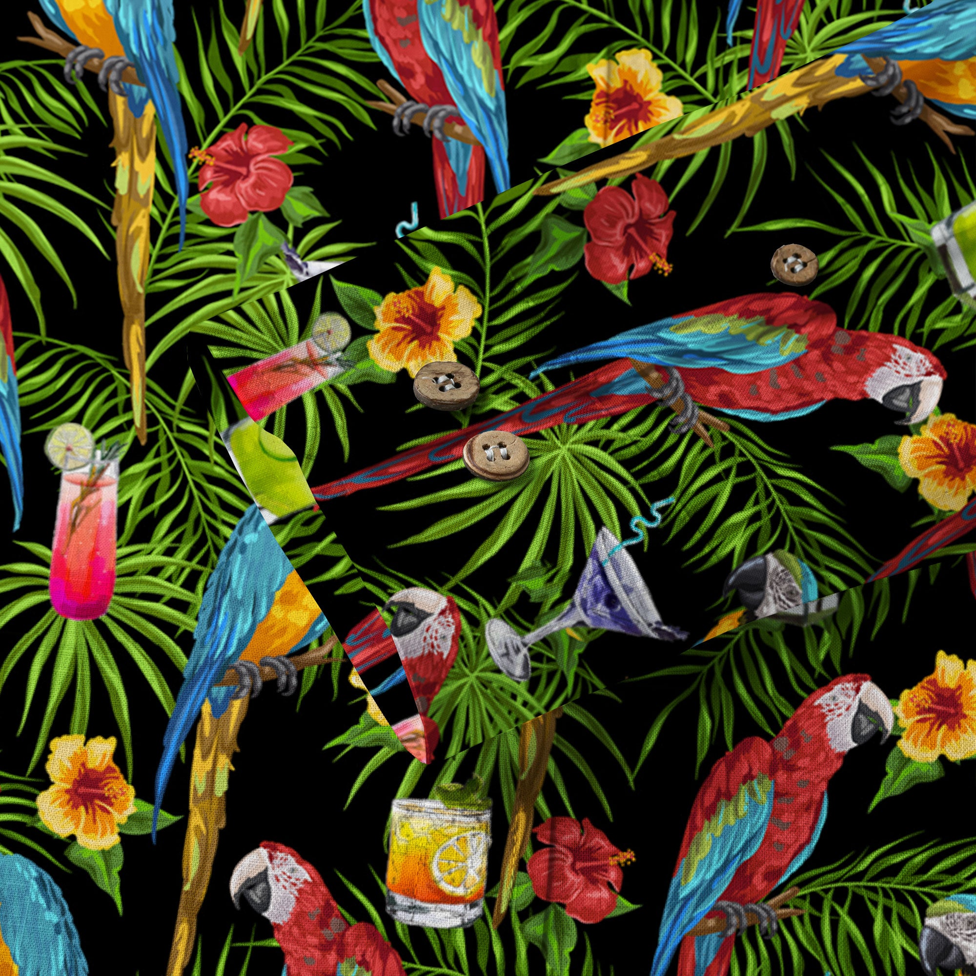 Parrot Hawaiian Long Sleeve Shirt, Tropical Hawaiian Long Shirt, Summer Hawaiian Beach Shirt - The Palmix