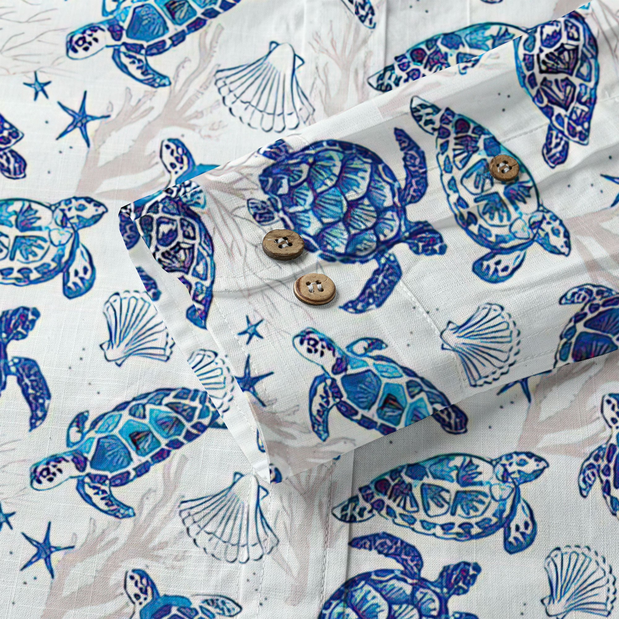 Turtle Mens Hawaiian Long Sleeve Shirt, Turtle Casual Button Down Long Sleeve - The Palmix