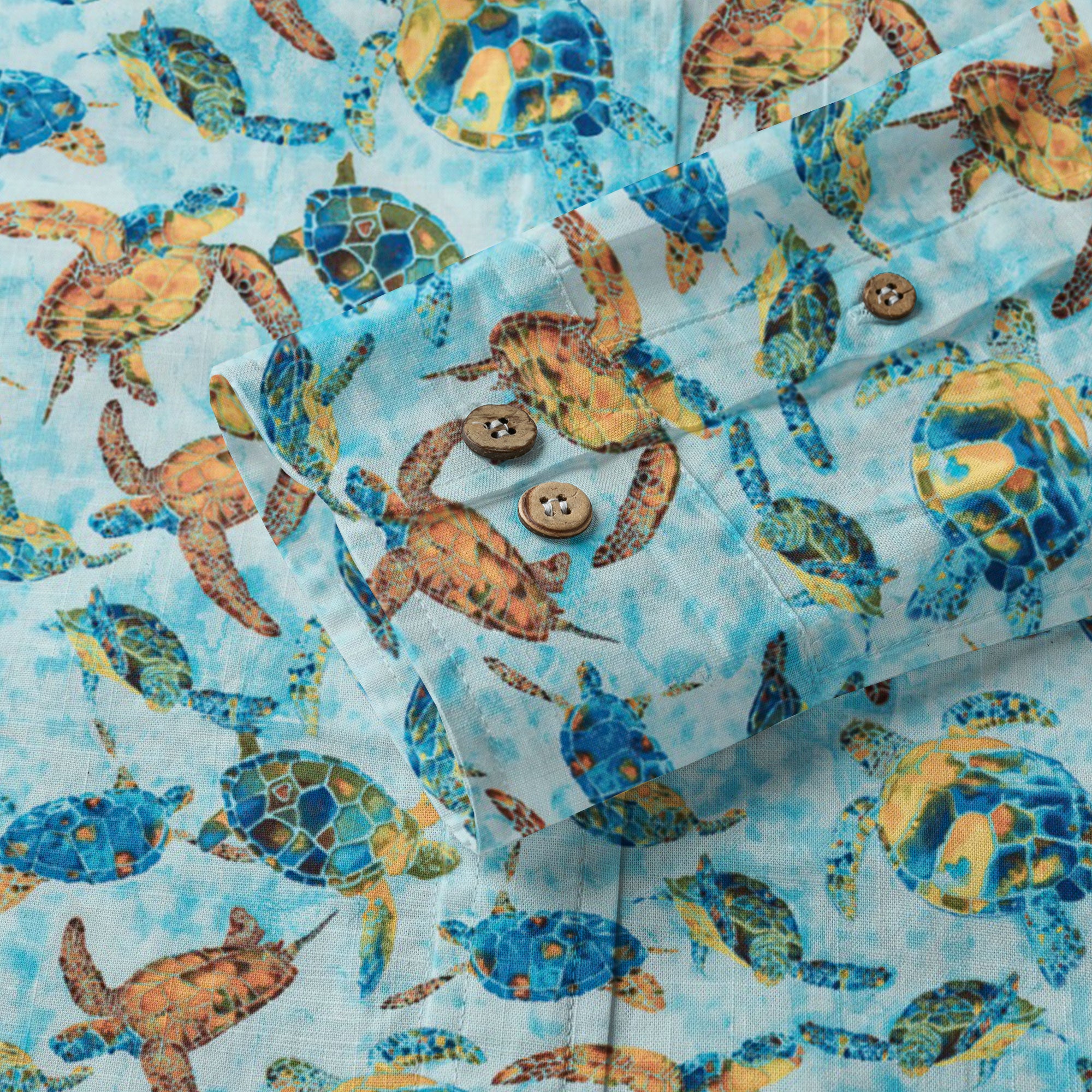 Turtle Hawaiian Long Sleeve Shirt for Men, Ocean Hawaiian Long Shirt - The Palmix