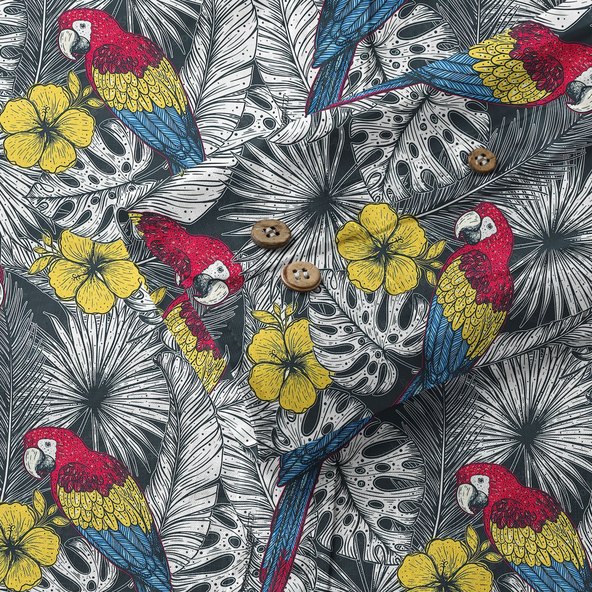 Floral Parrot Summer Beach Hawaiian Shirt, Colorful Parrot Pattern Hawaii Shirt - The Palmix