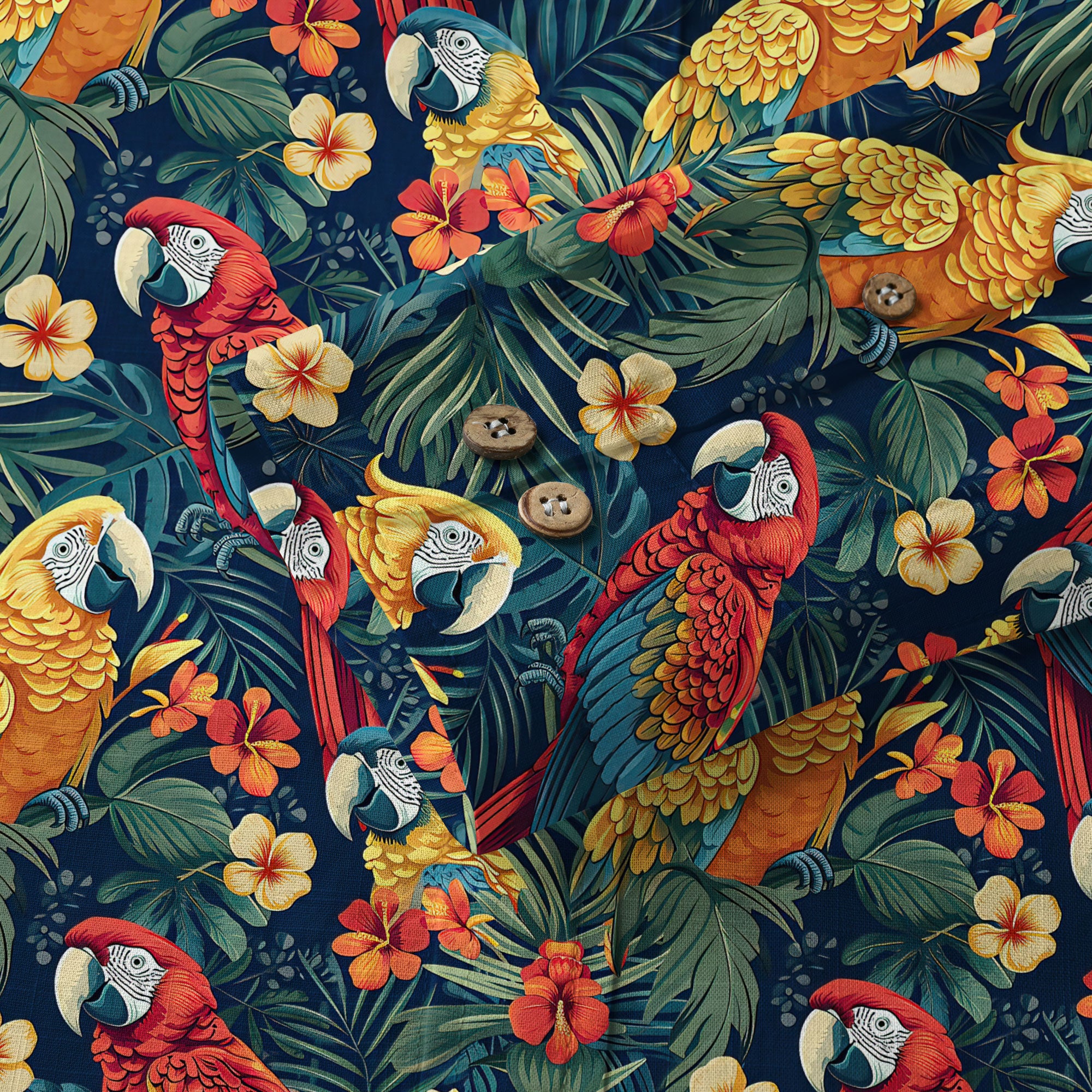 Floral Parrot Summer Beach Hawaiian Shirt, Colorful Parrot Pattern Hawaii Shirt - The Palmix