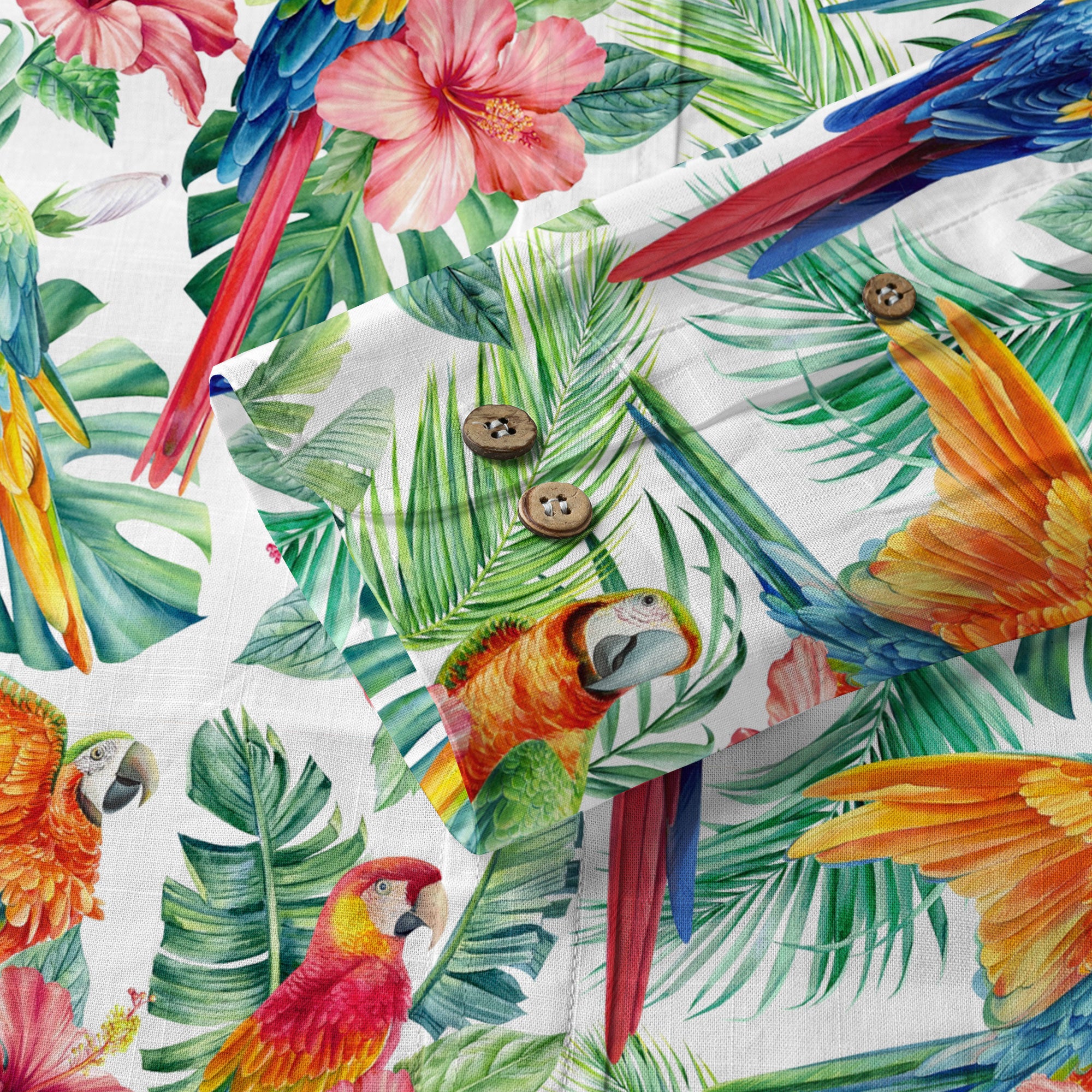 Floral Parrot Summer Beach Hawaiian Shirt, Colorful Parrot Pattern Hawaii Shirt - The Palmix
