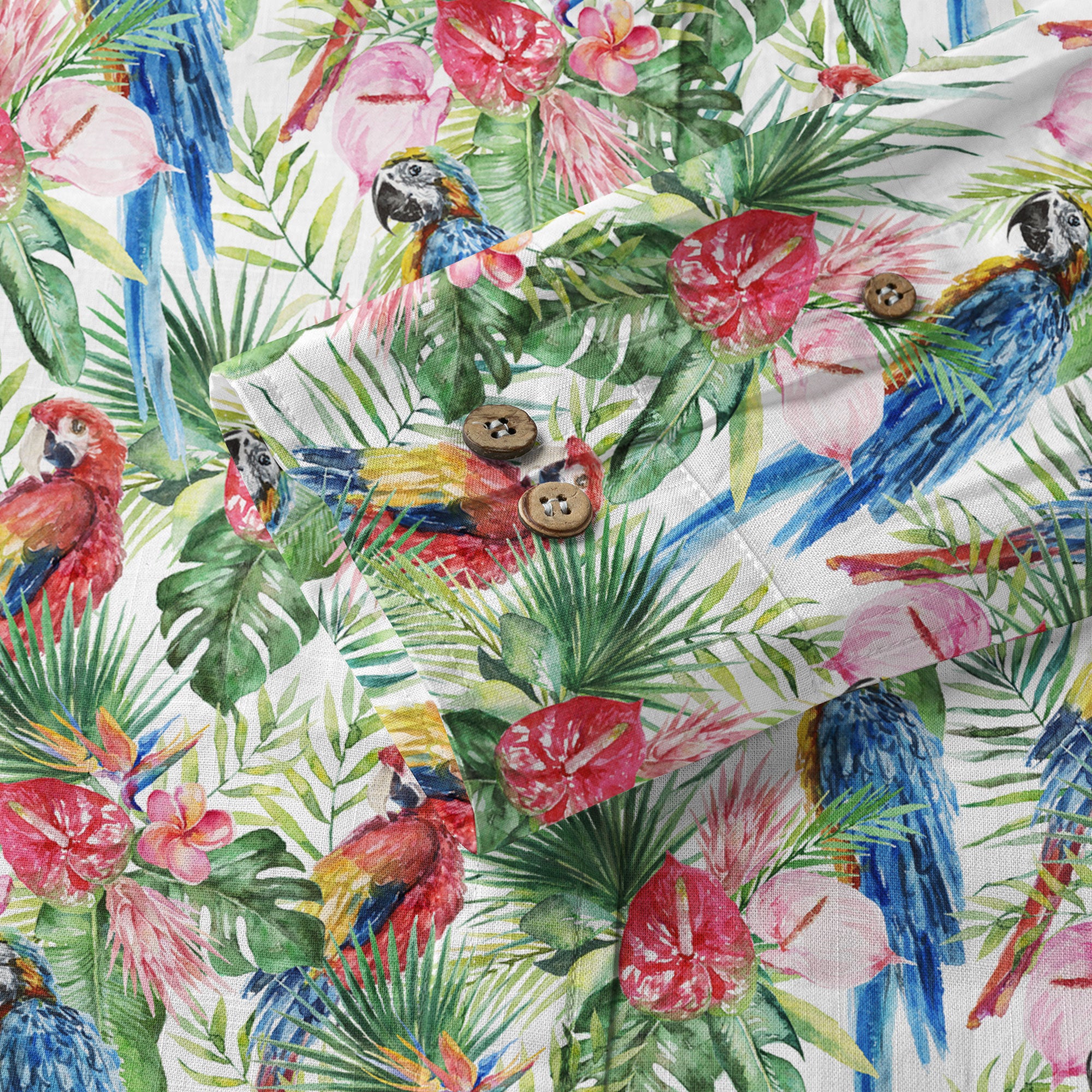 Tropical Parrot Summer Hawaiian Shirt, Colorful Parrot Flowers Pattern Hawaii Shirt - The Palmix