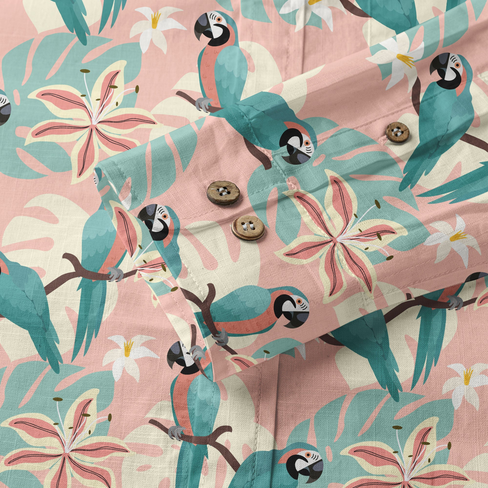 Tropical Parrot Summer Hawaiian Shirt, Colorful Parrot Flowers Pattern Hawaii Shirt - The Palmix