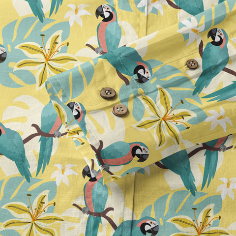 Tropical Parrot Summer Hawaiian Shirt, Colorful Parrot Flowers Pattern Hawaii Shirt - The Palmix