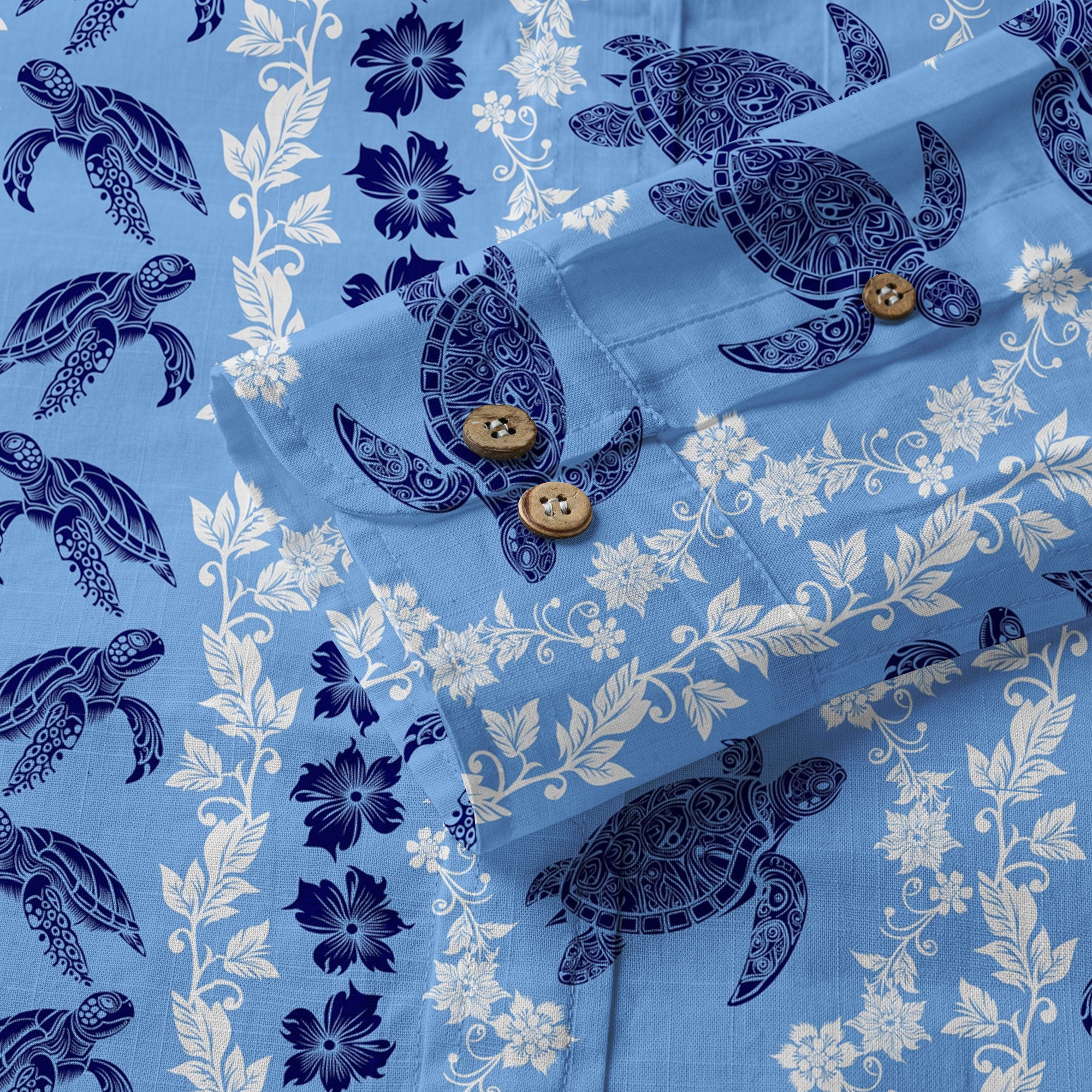 Ocean Animals Women's Hawaiian Shirt, Ocean Theme Hawaiian Print - The Palmix