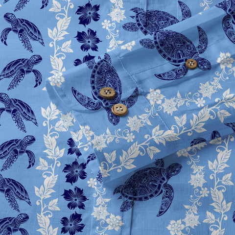 Ocean Animals Women's Hawaiian Shirt, Ocean Theme Hawaiian Print - The Palmix