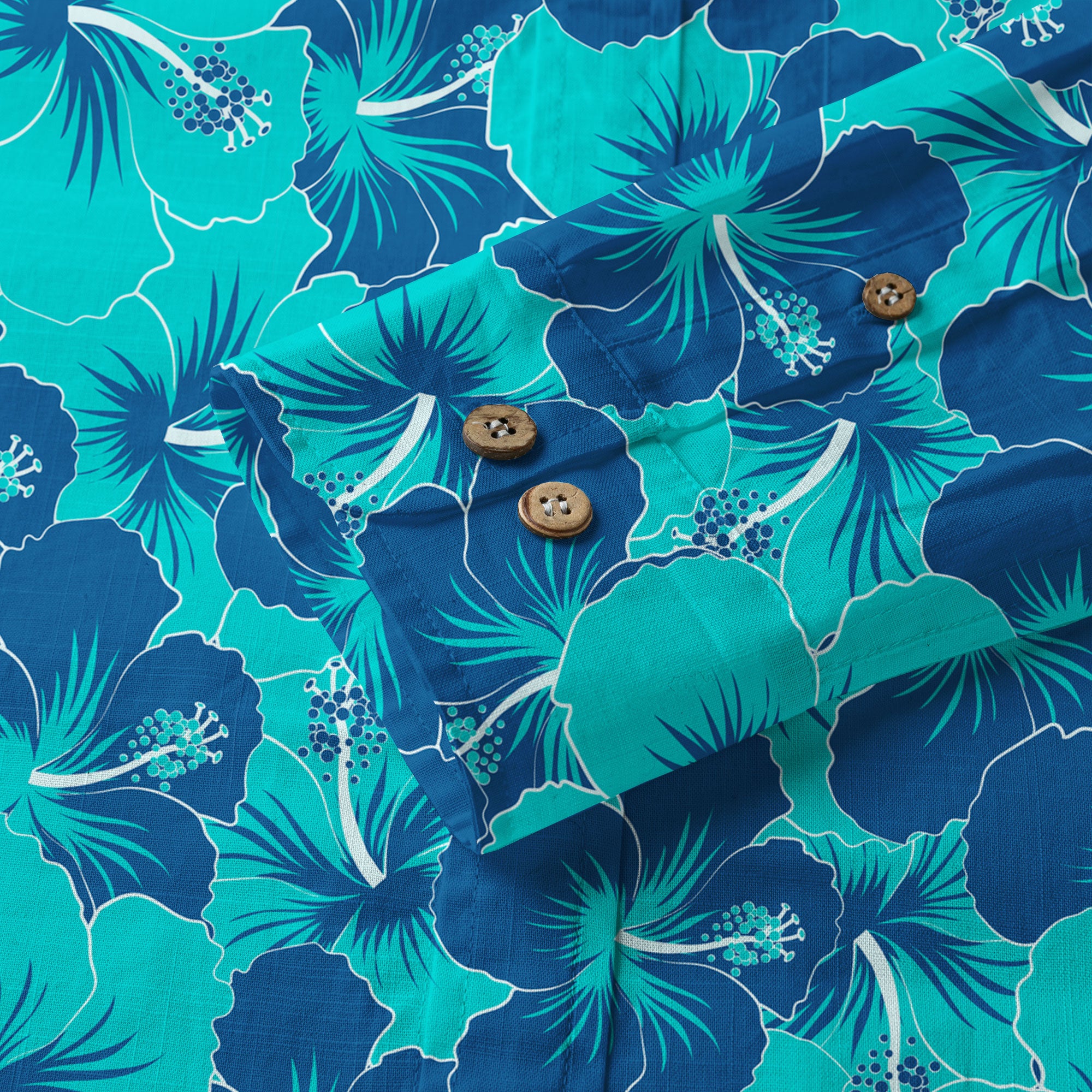 Hibiscus Floral Pattern Hawaii Shirt, Palm Leaves Summer Beach Shirt - The Palmix