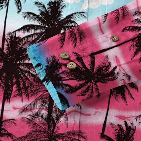 Sunset Trees Pattern Hawaii Shirt, Coconut Pattern Hawaii Shirt, Summer Beach Shirt - The Palmix