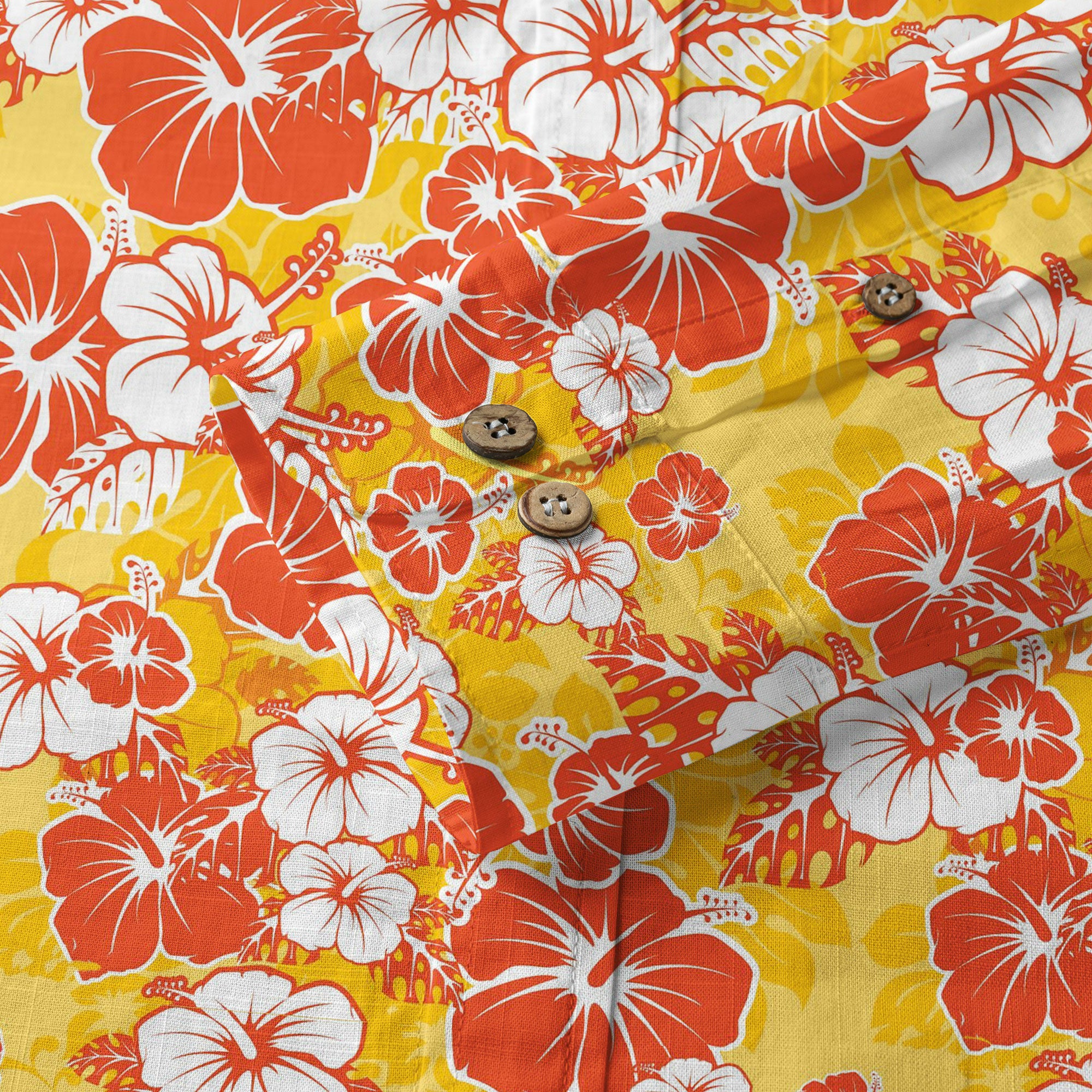 Hibiscus Floral Pattern Hawaiian Button Up Long Sleeve Shirt, Sea Hawaii Shirt - The Palmix