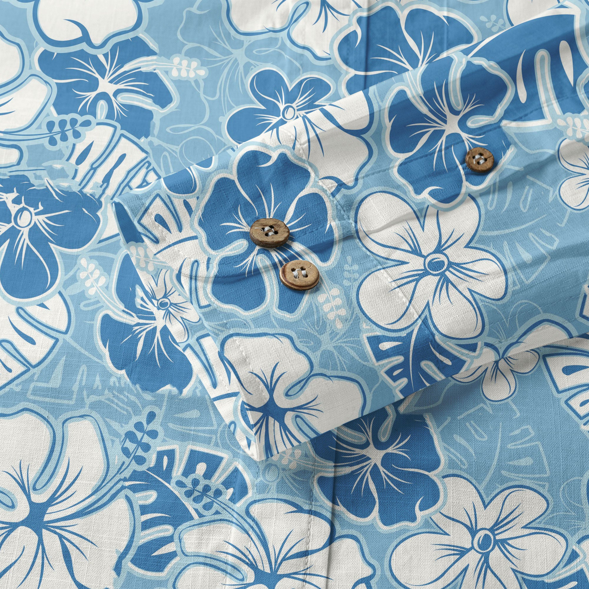 Hibiscus Floral Pattern Hawaiian Button Up Long Sleeve Shirt, Sea Hawaii Shirt - The Palmix