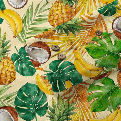 Tropical Fruits Aloha Hawaiian Button Up Long Sleeve Shirt, Summer Beach Aloha Hawaii Shirt - The Palmix