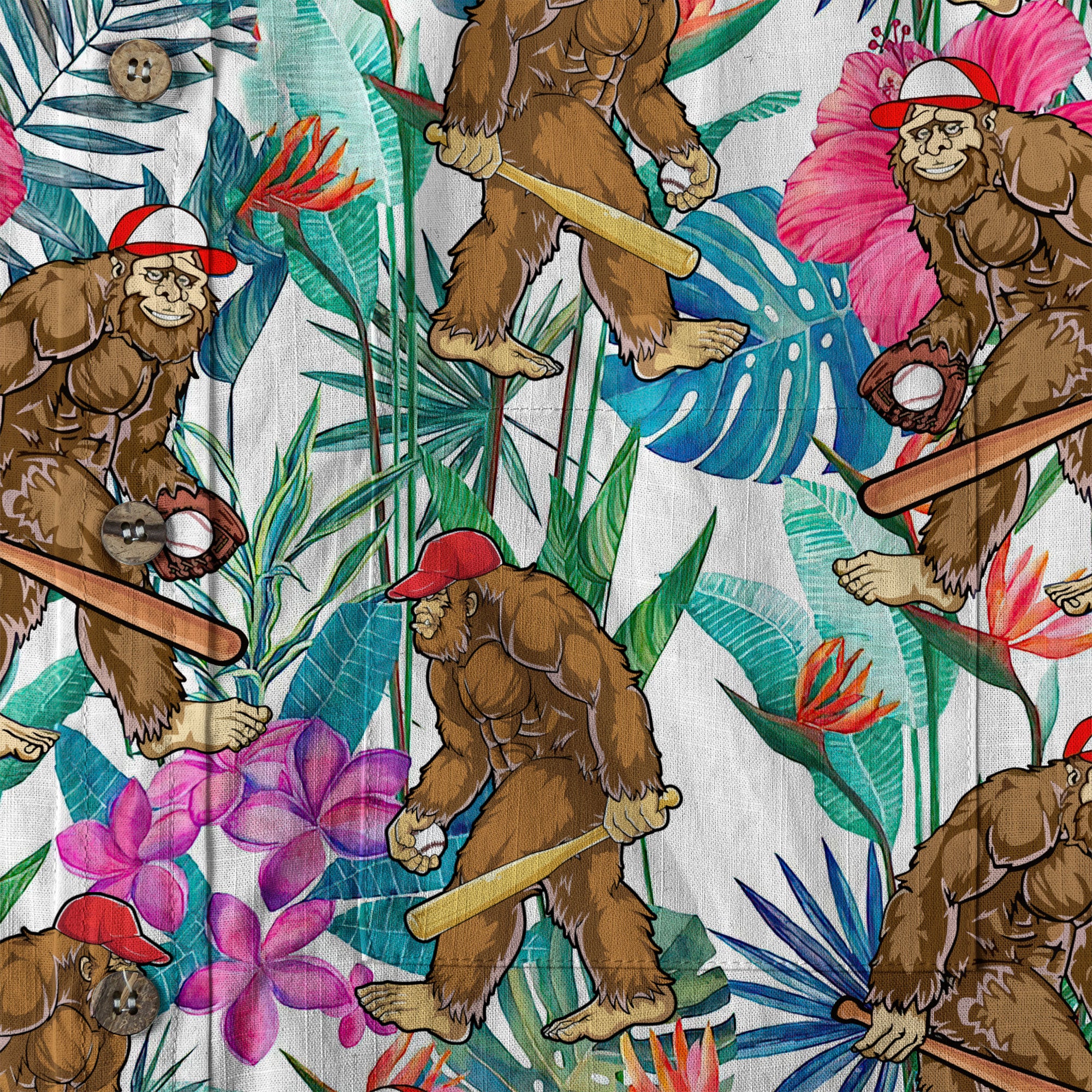 Bigfoot Baseball Hawaiian Shirt, Bigfoot Aloha Hawaii Shirt - The Palmix
