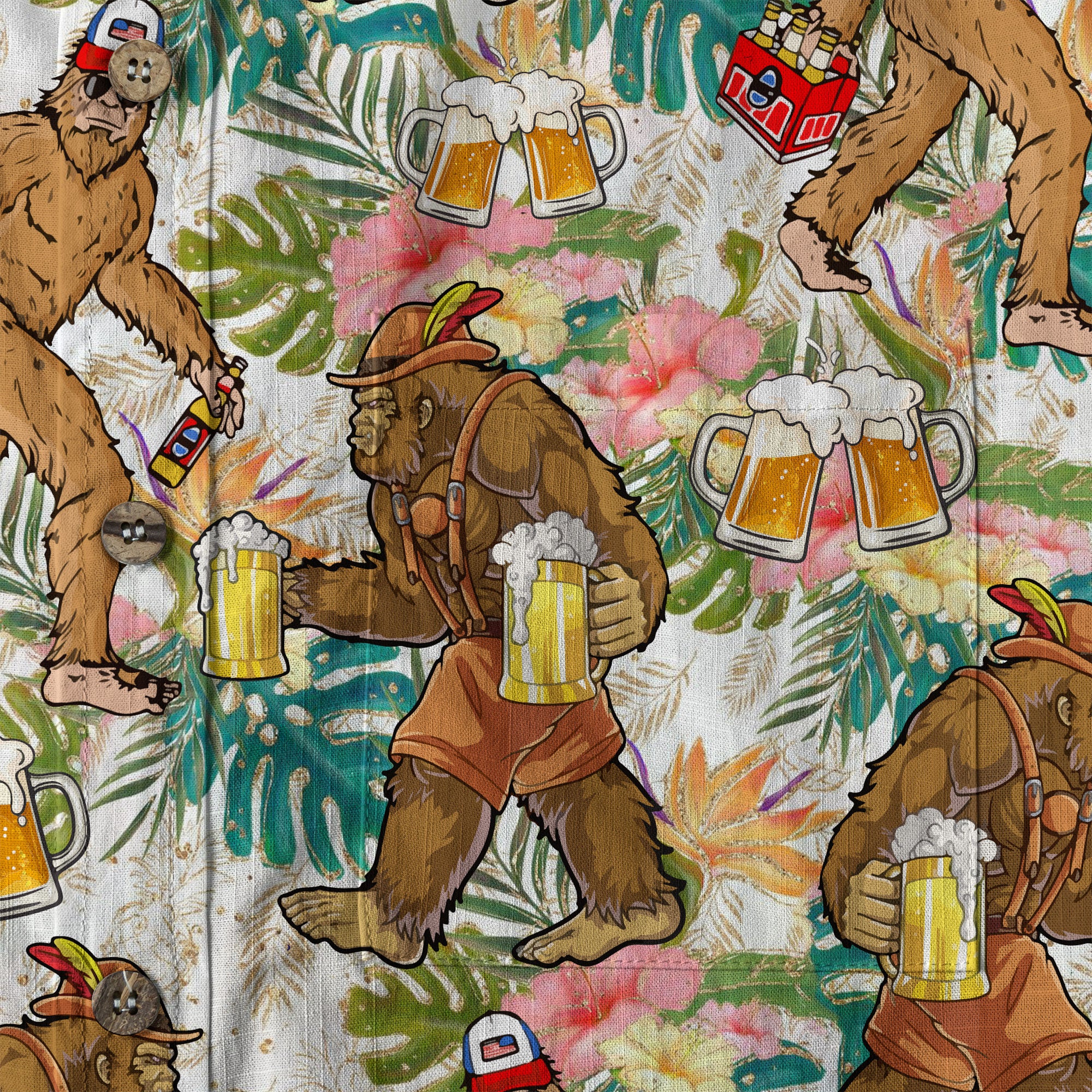 Bigfoot Beer Hawaiian Shirt, Tropical Beer Hawaiian Shirt Casual Button Down Short Sleeve Shirt - The Palmix