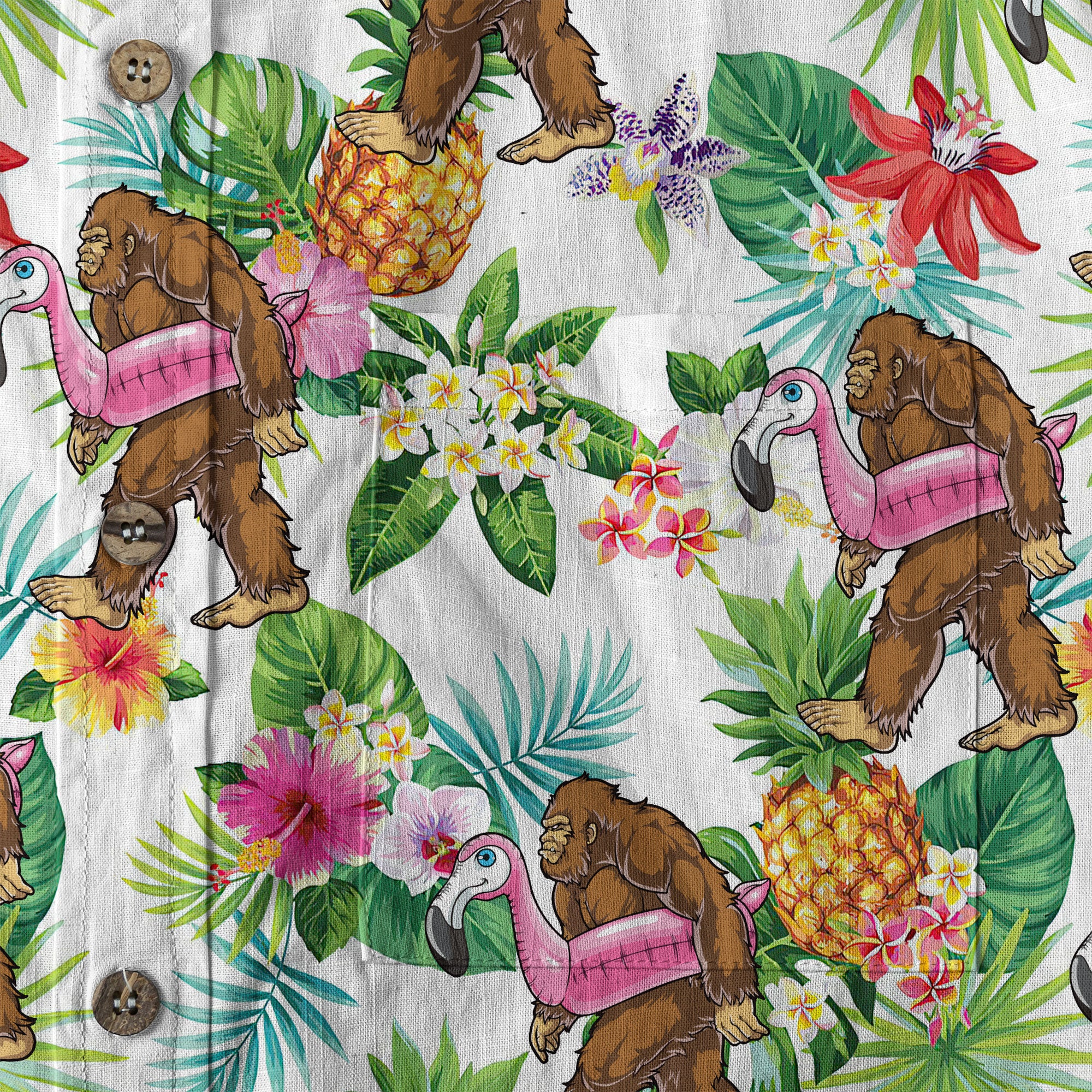 Camo Bigfoot Hawaiian Shirt Men Women, Hibiscus Bigfoot Sasquatch Hawaiian Shirt, Bigfoot Summer Beach Aloha Short Sleeve Button Down - The Palmix